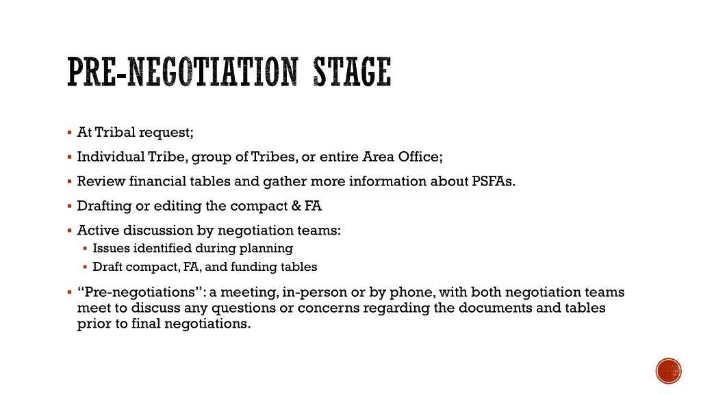 pre negotiation stage
