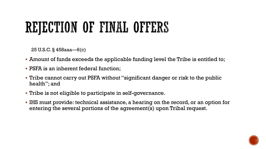 rejection of final offers
