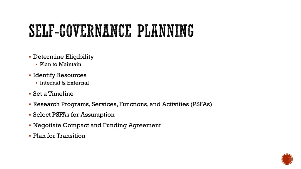 self governance planning