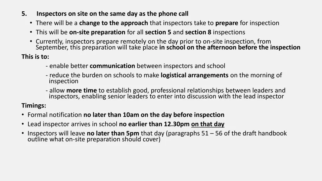 5 inspectors on site on the same day as the phone