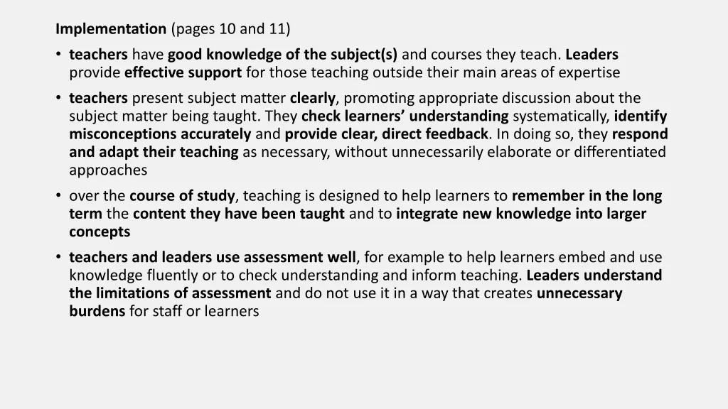 implementation pages 10 and 11 teachers have good