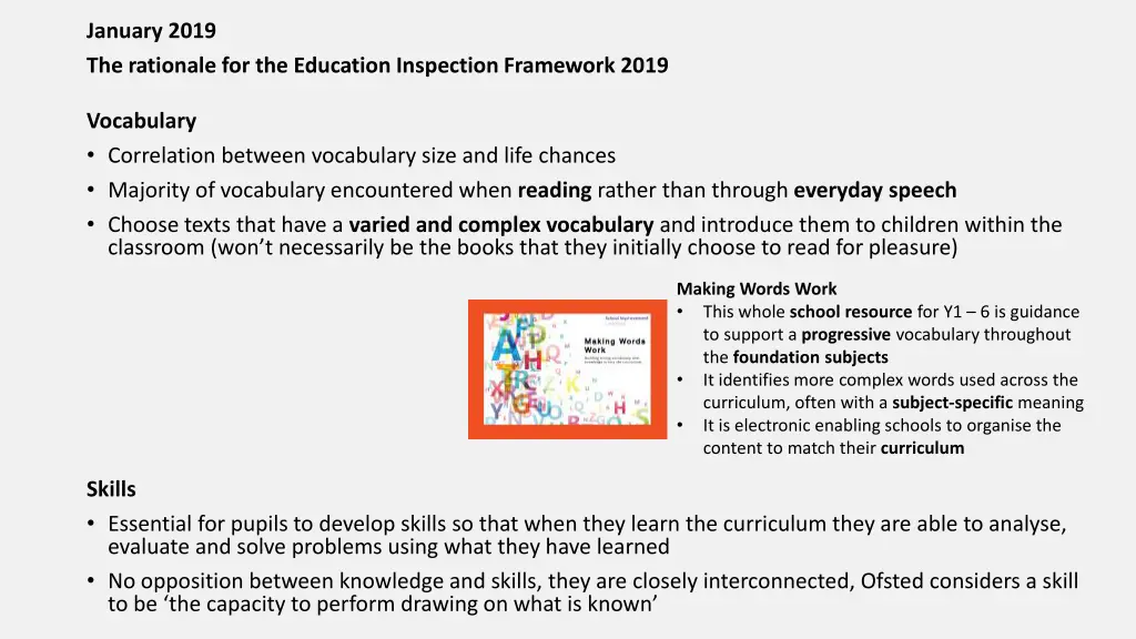 january 2019 the rationale for the education