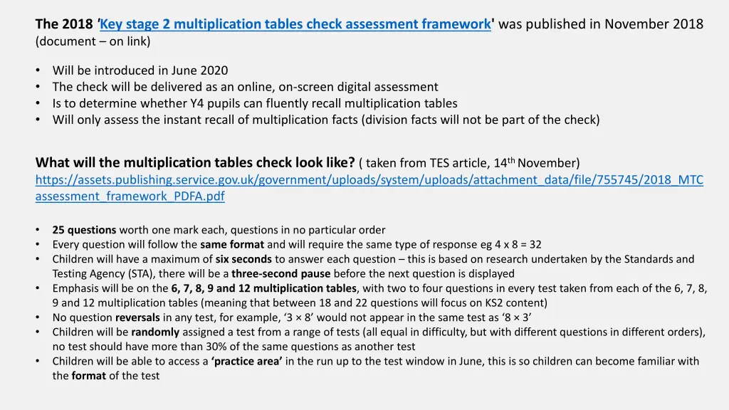 the 2018 key stage 2 multiplication tables check