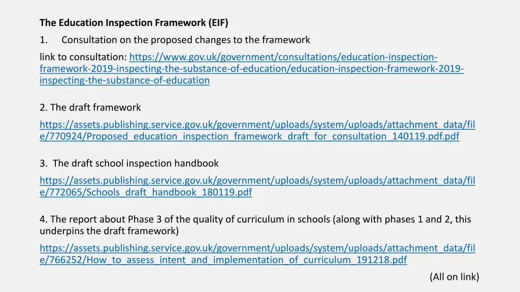 the education inspection framework eif