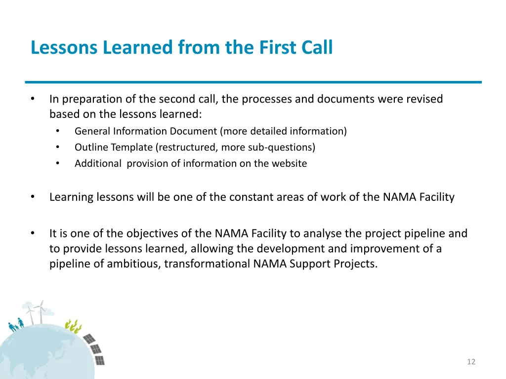 lessons learned from the first call 1
