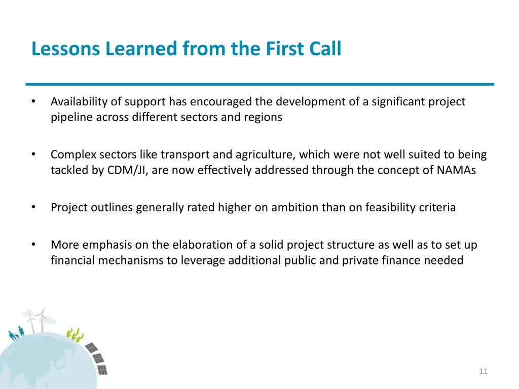 lessons learned from the first call