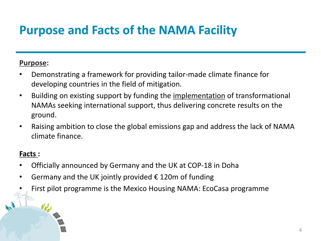 purpose and facts of the nama facility