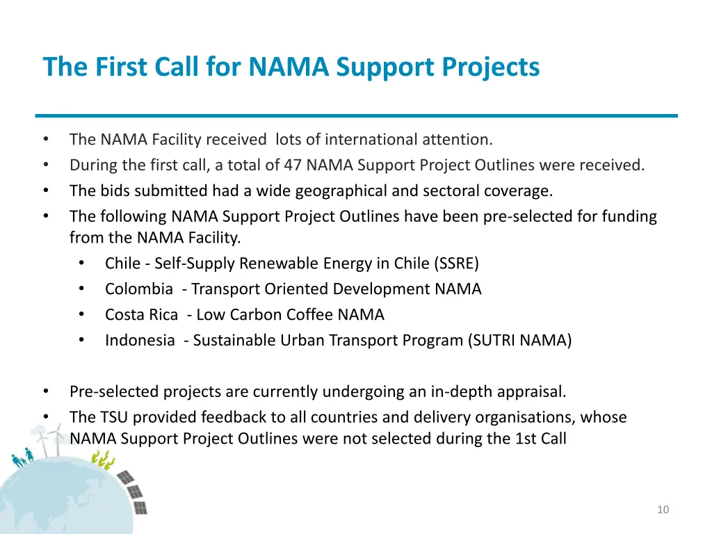 the first call for nama support projects