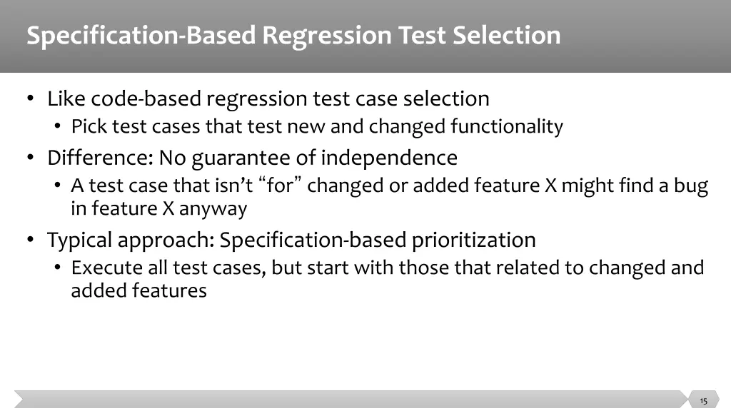 specification based regression test selection