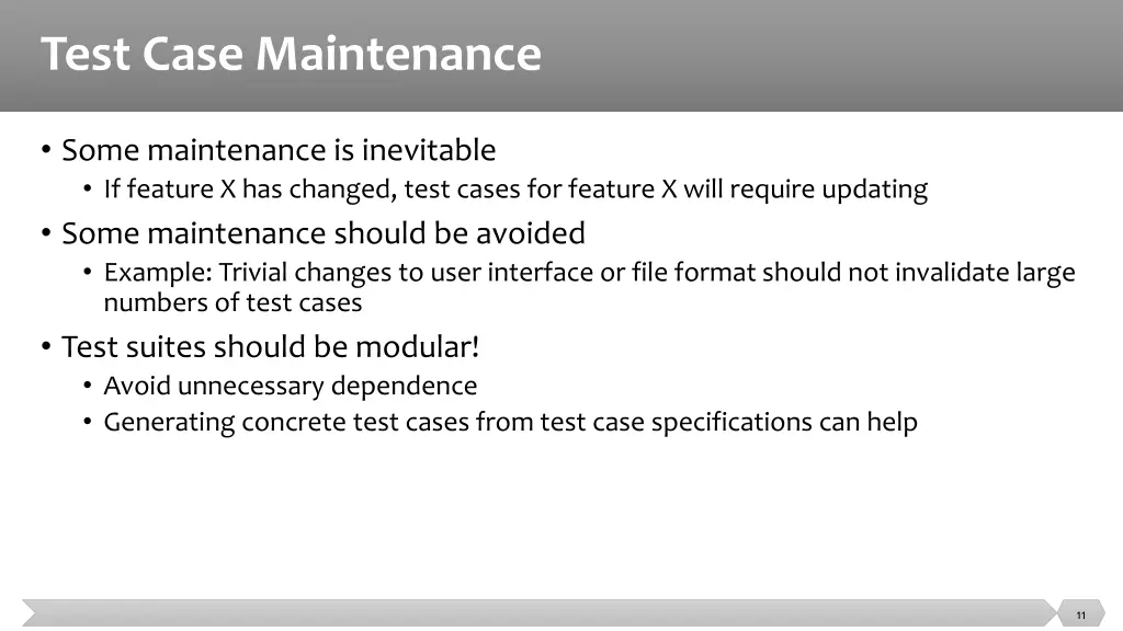 test case maintenance