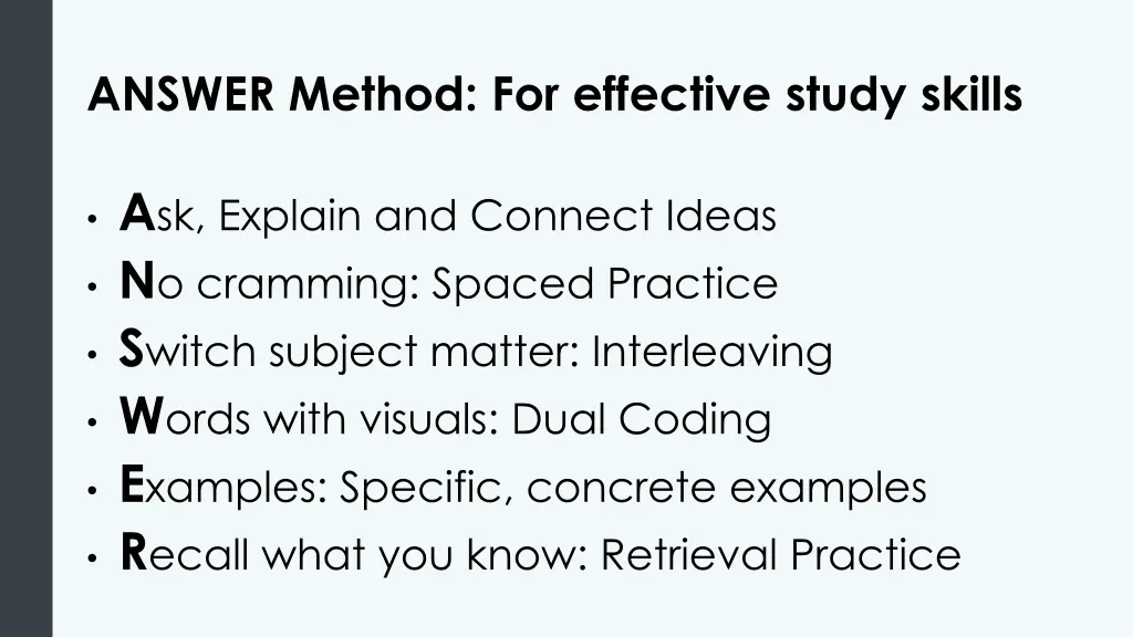 answer method for effective study skills