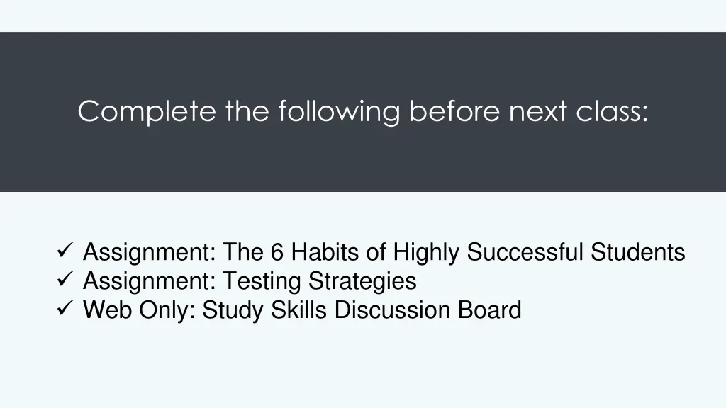 complete the following before next class