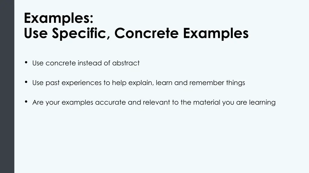 examples use specific concrete examples