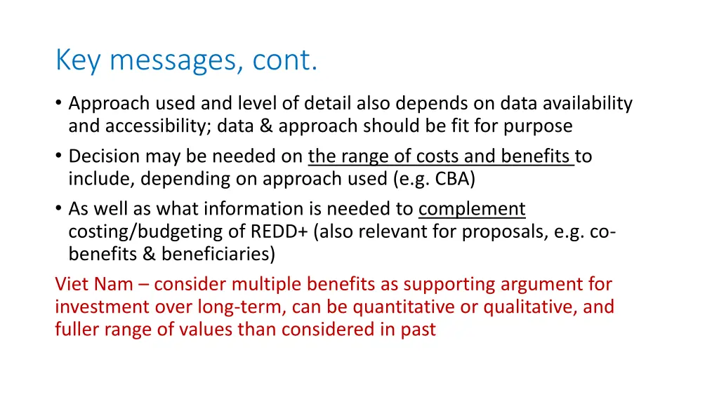 key messages cont