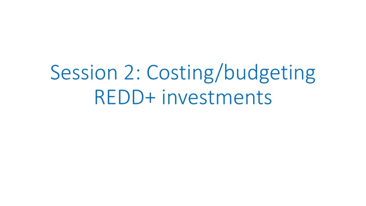 session 2 costing budgeting redd investments