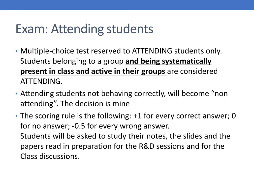 exam attending students