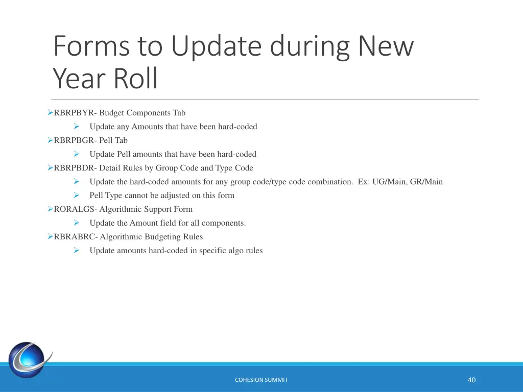 forms to update during new year roll
