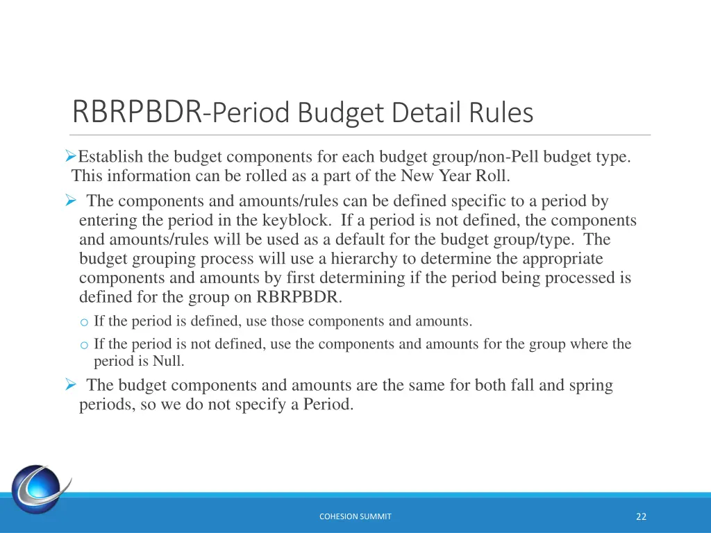 rbrpbdr period budget detail rules