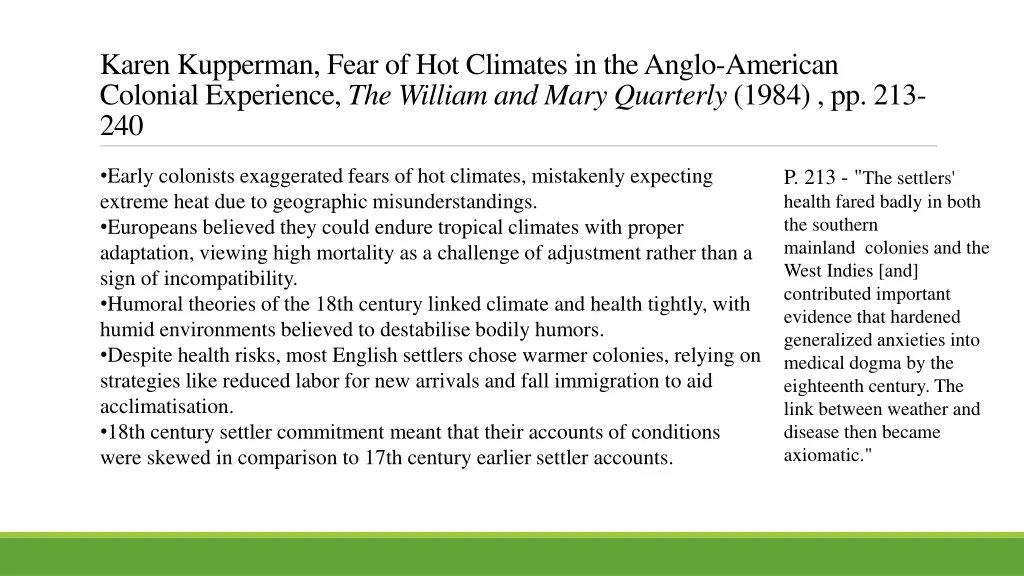 karen kupperman fear of hot climates in the anglo