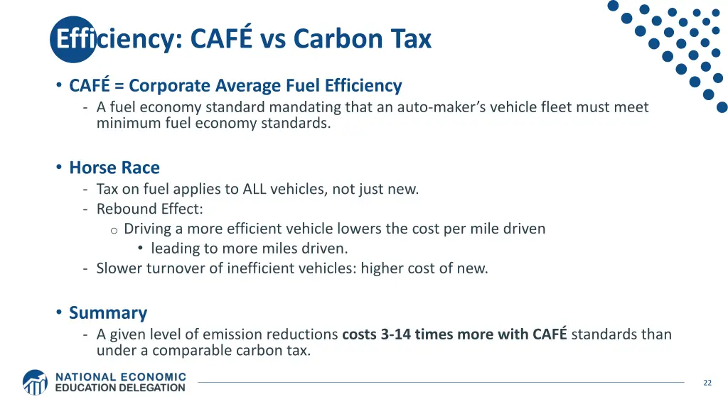 efficiency caf vs carbon tax