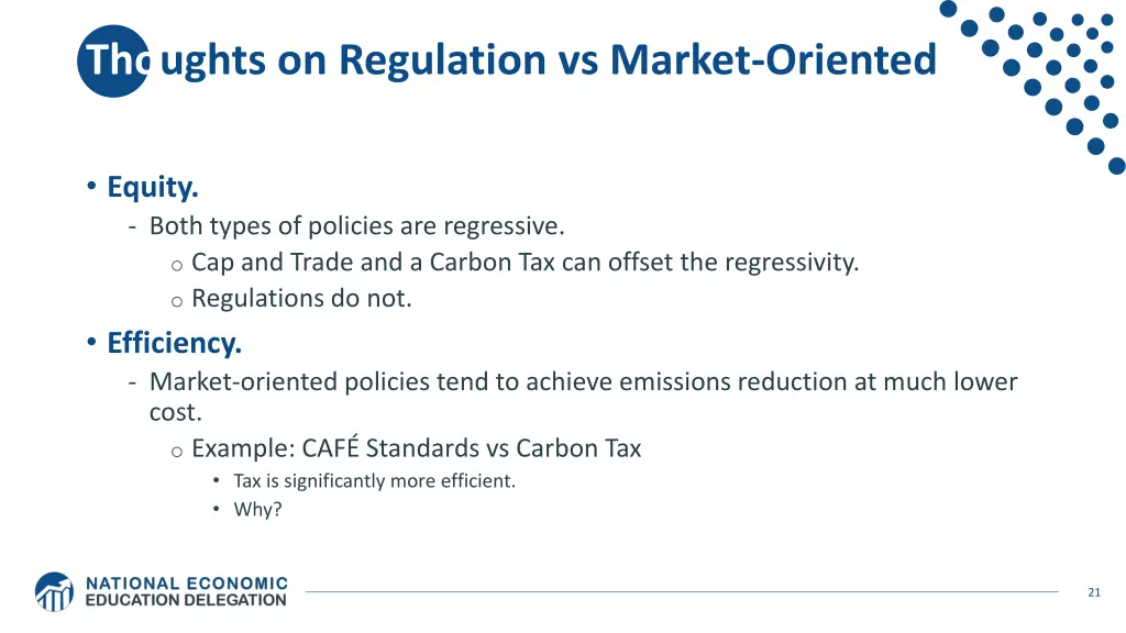 thoughts on regulation vs market oriented