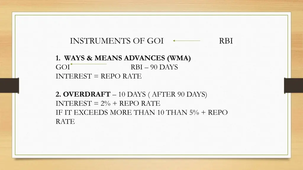 instruments of goi rbi