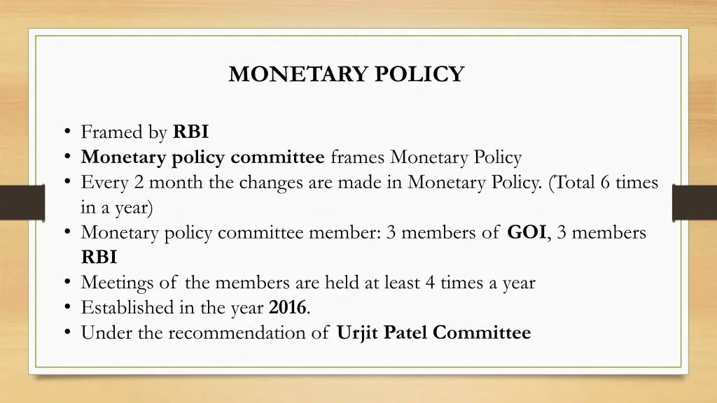 monetary policy
