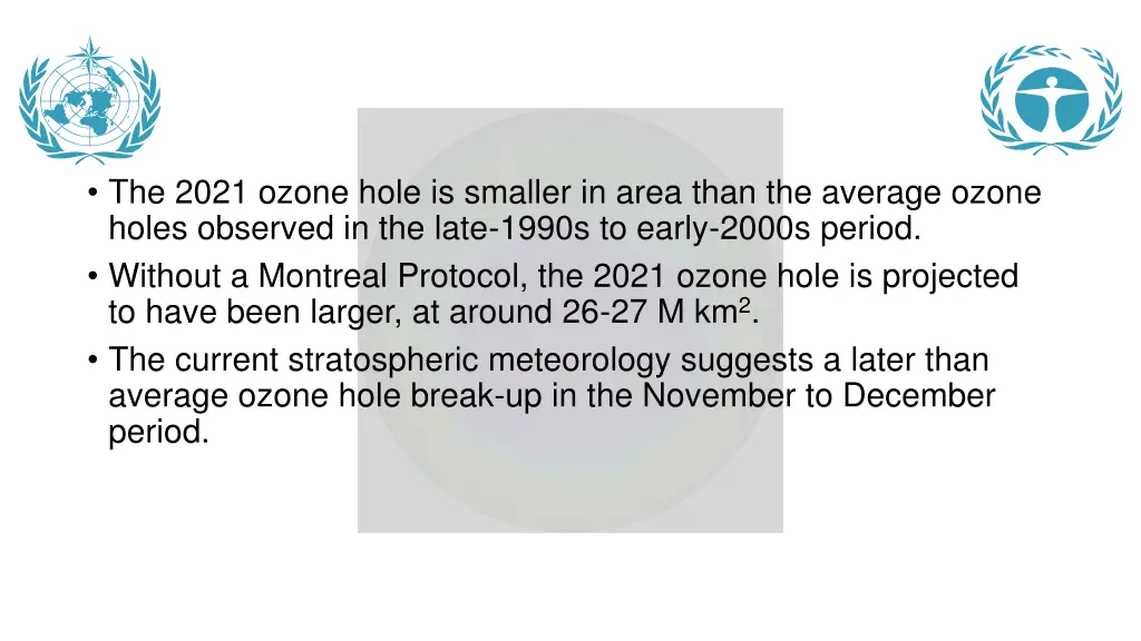 the 2021 ozone hole is smaller in area than
