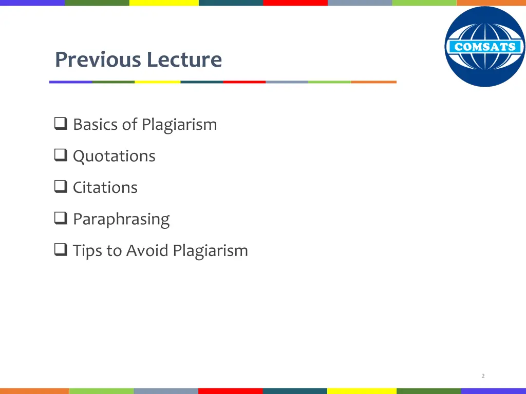 previous lecture