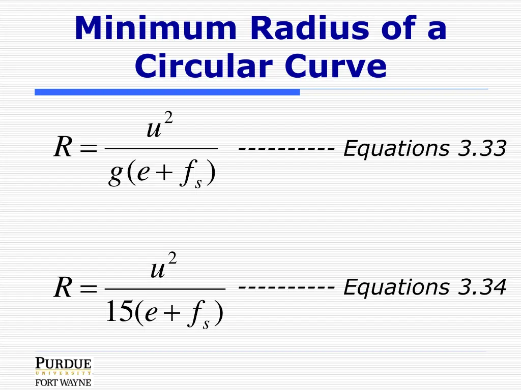 minimum radius of a circular curve 3