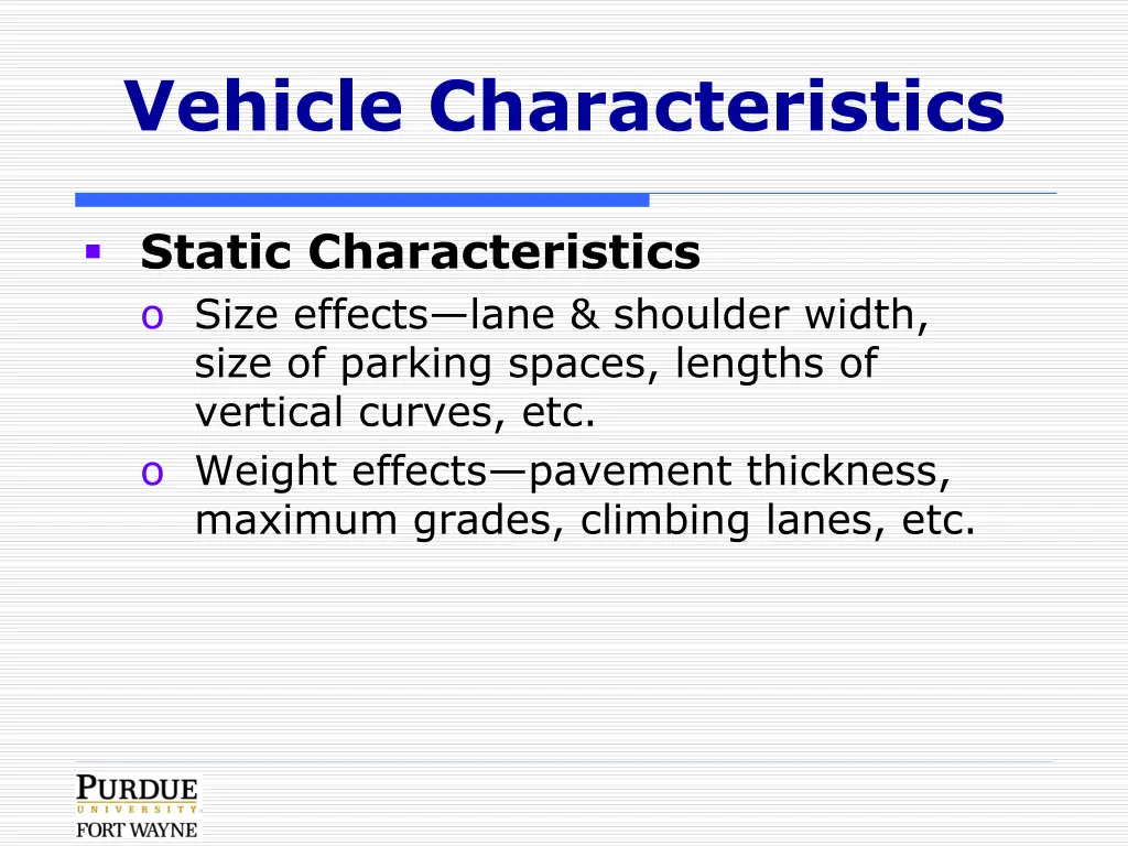 vehicle characteristics 1