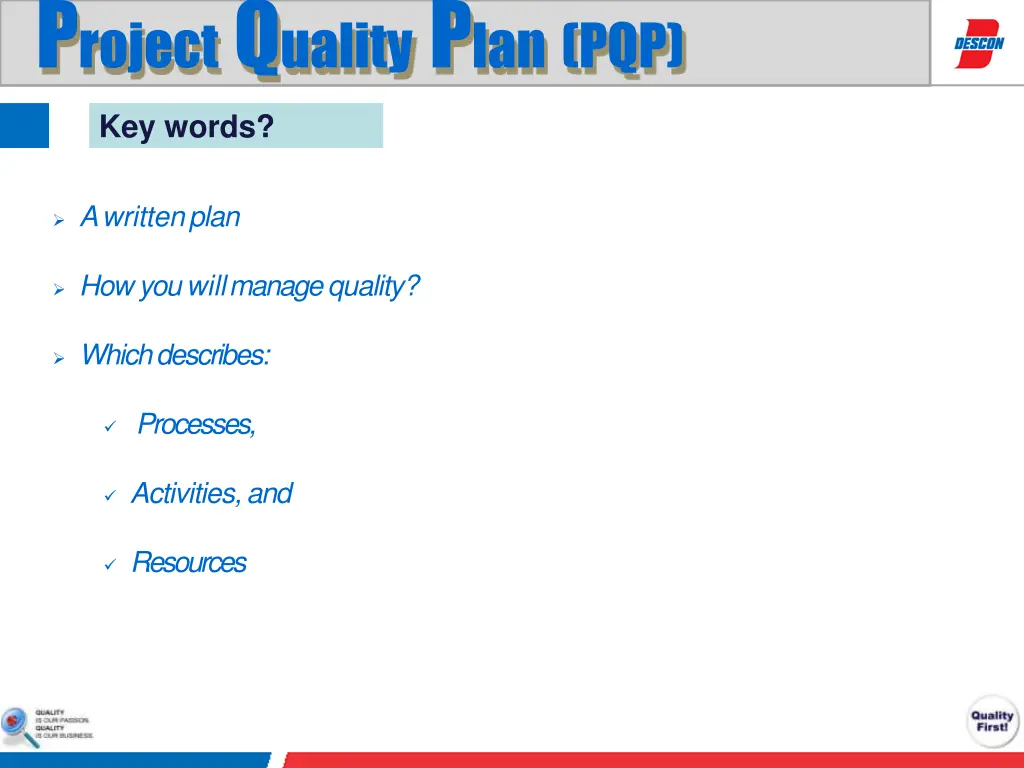p roject q uality p lan pqp 1