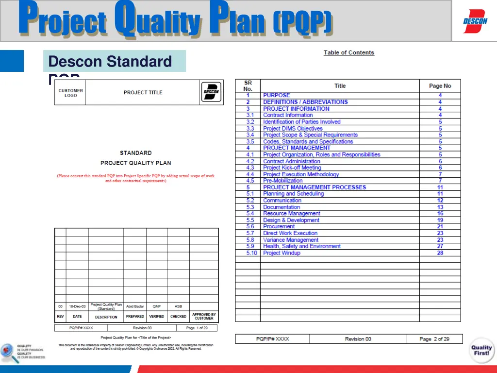 p roject q uality p lan pqp 2