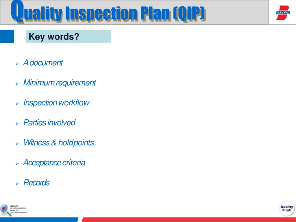 q uality inspection plan qip 1