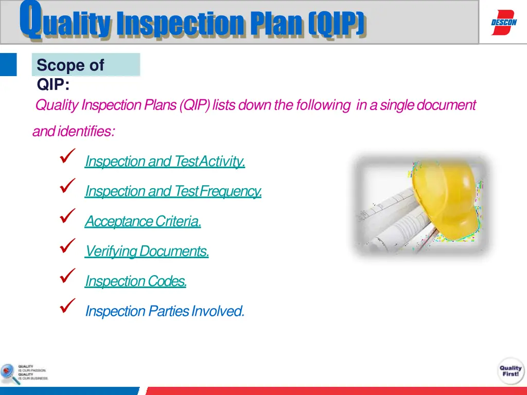 q uality inspection plan qip 3