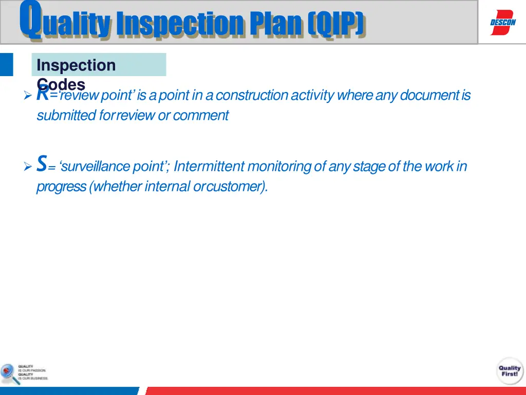 q uality inspection plan qip 6