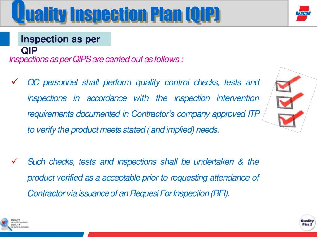 q uality inspection plan qip 7