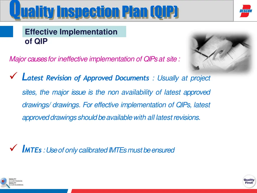 q uality inspection plan qip 9