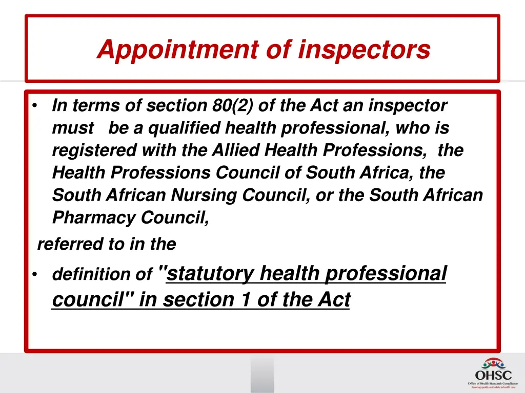appointment of inspectors