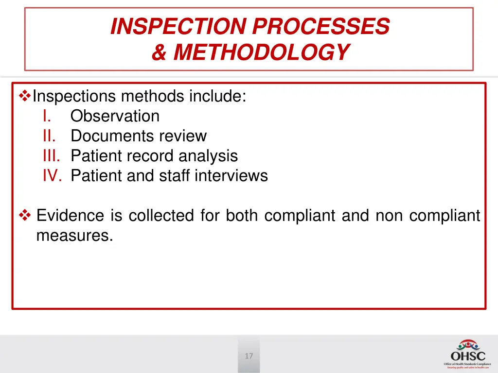 inspection processes methodology