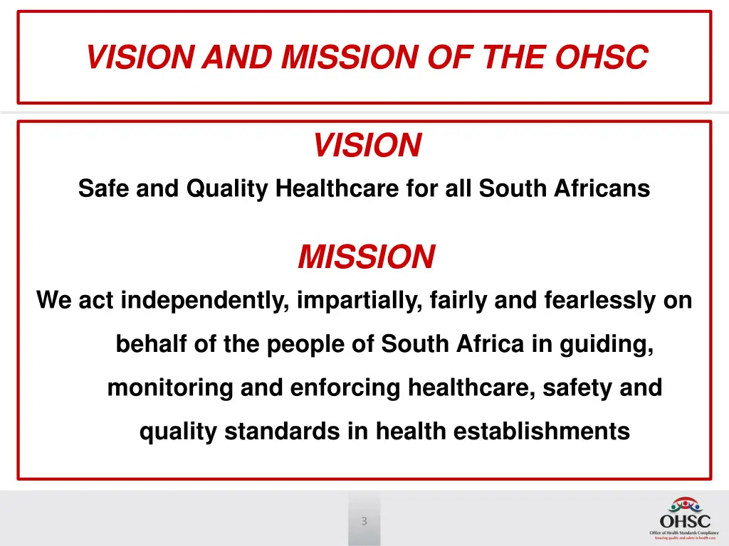 vision and mission of the ohsc