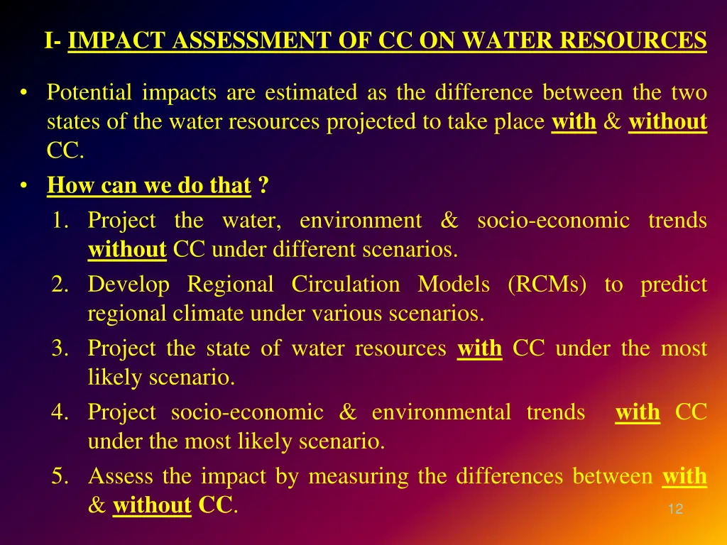 i impact assessment of cc on water resources