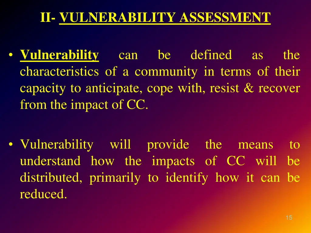 ii vulnerability assessment