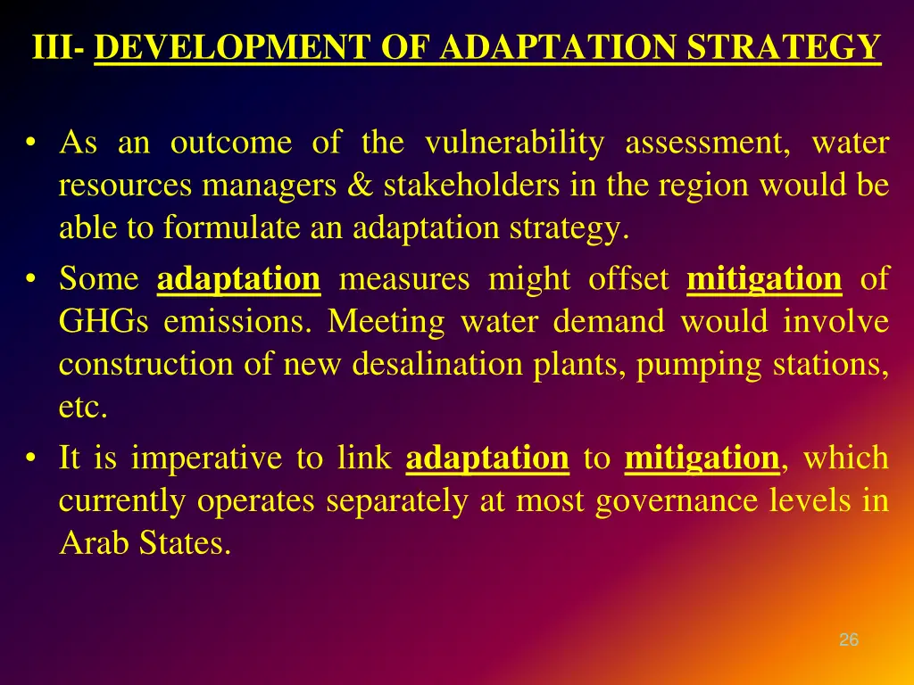 iii development of adaptation strategy