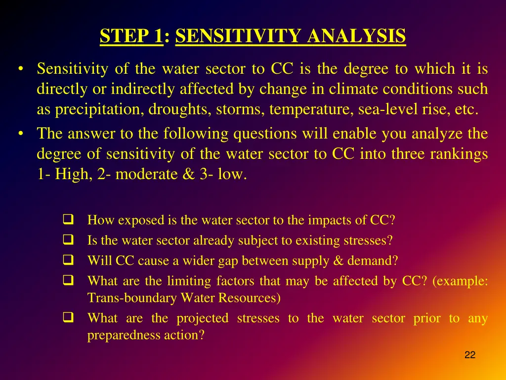 step 1 sensitivity analysis