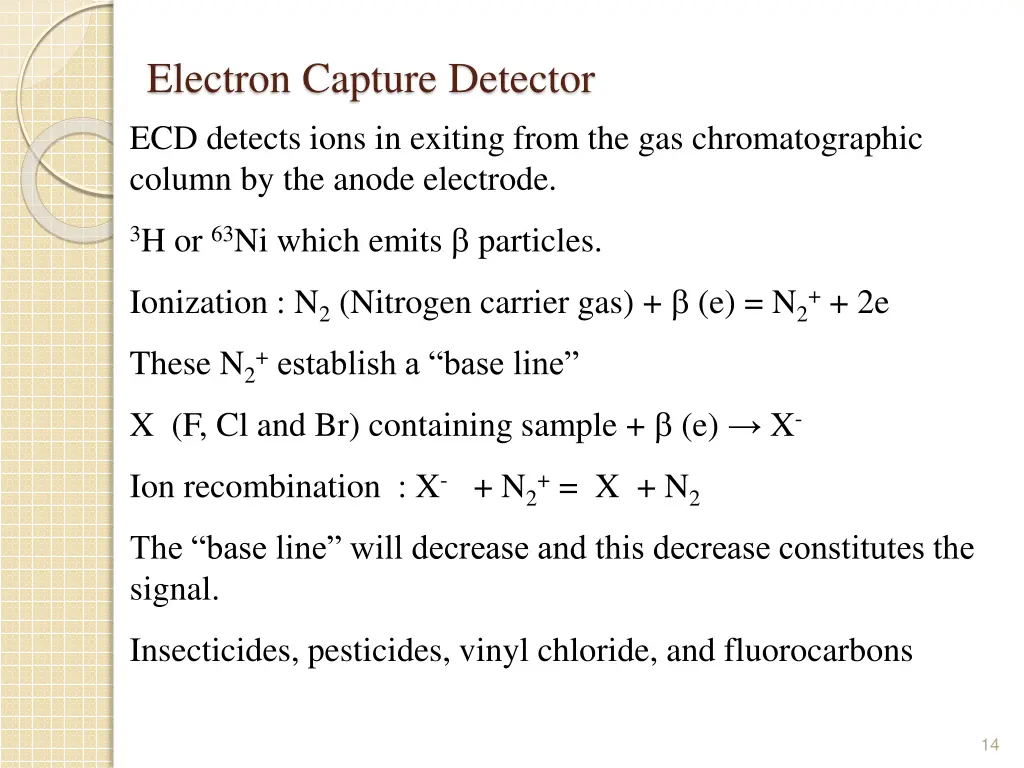 electron capture detector ecd detects ions