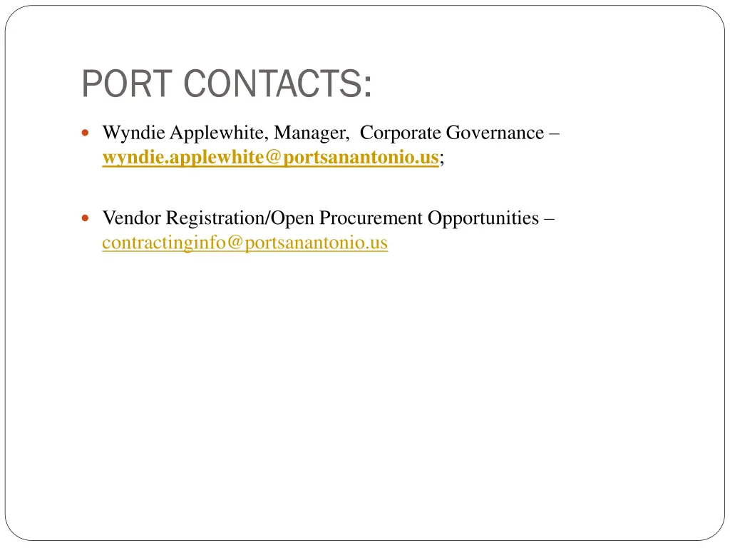 port contacts