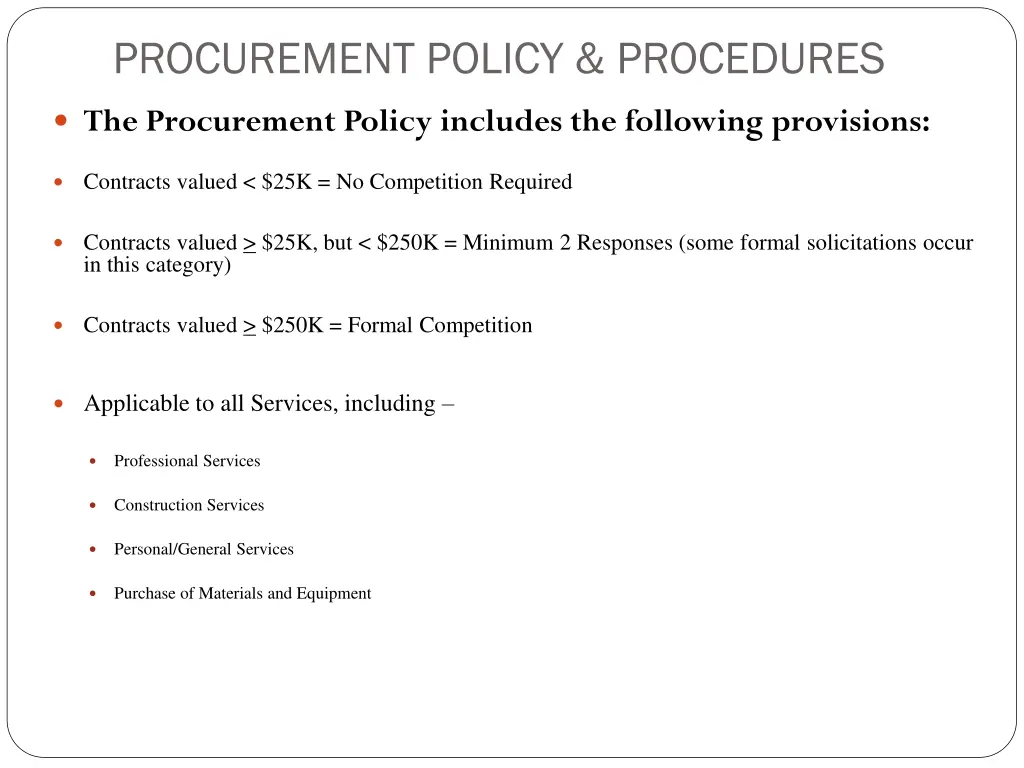 procurement policy procedures