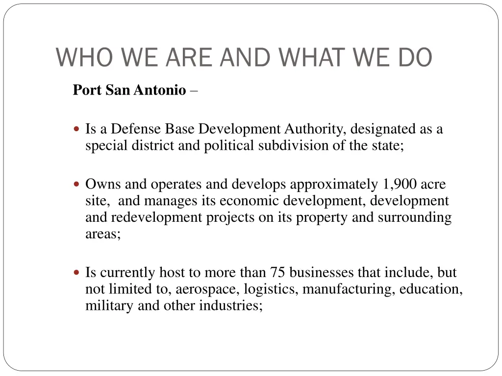 who we are and what we do 1