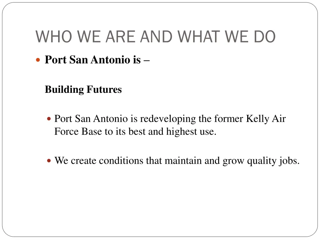 who we are and what we do